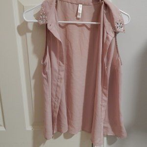 Pink button down tank top